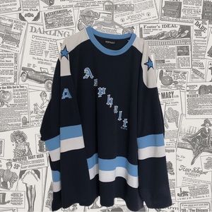 Hockey Jersey.Dark Blue,Light Blue and White.Long Sleeve.#27.
